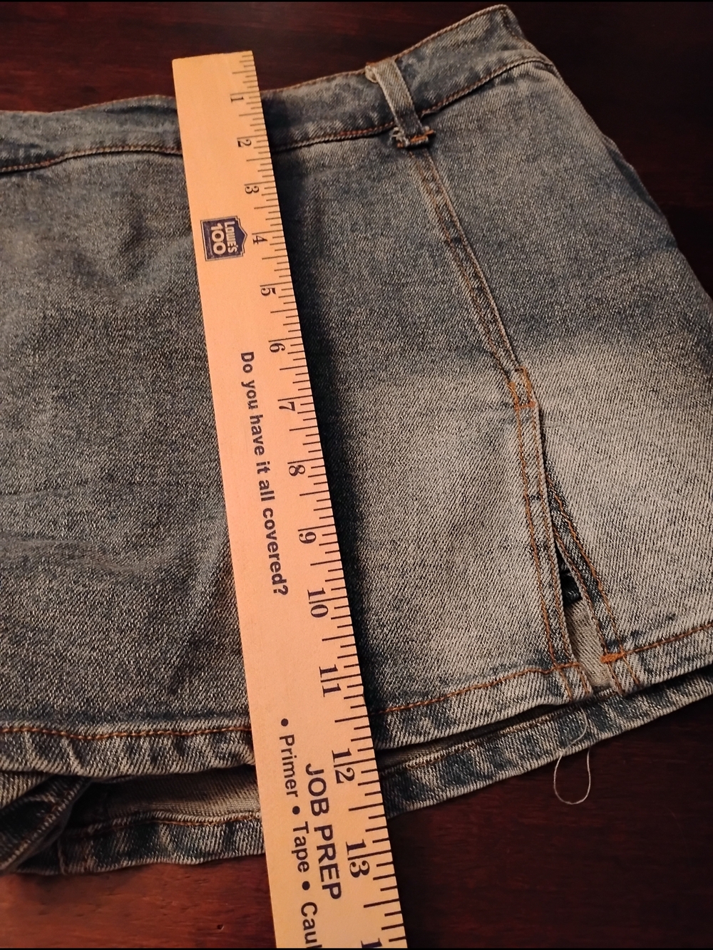 Denim Mini Skort - Blue Side Zipper - Picture 7 of 8